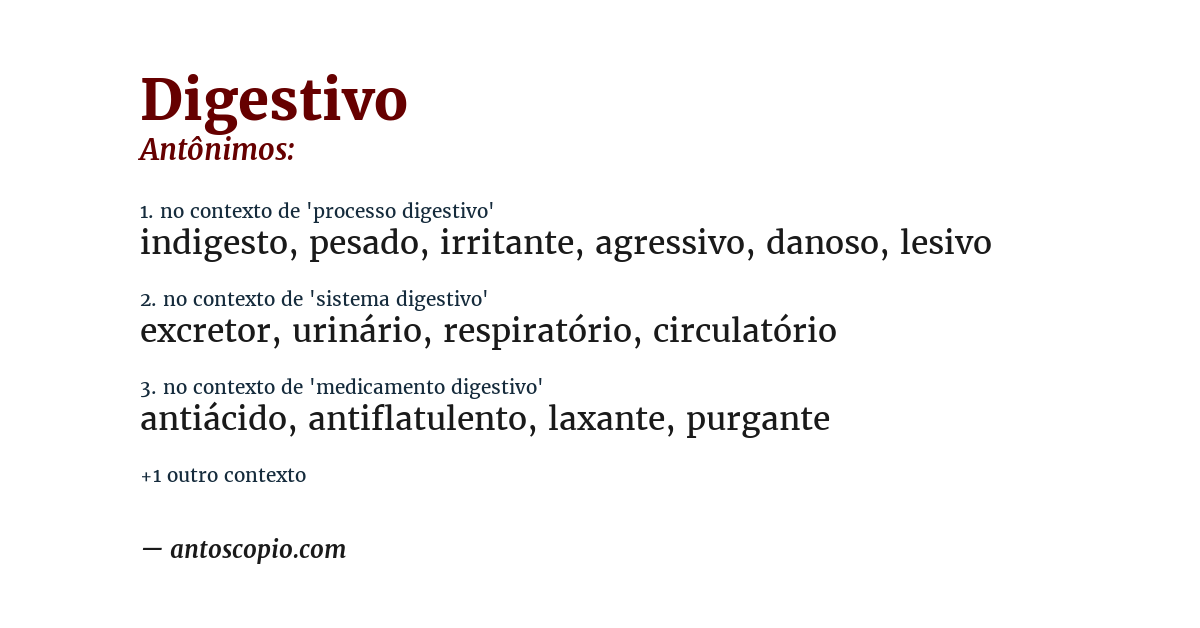 Antônimo de digestivo