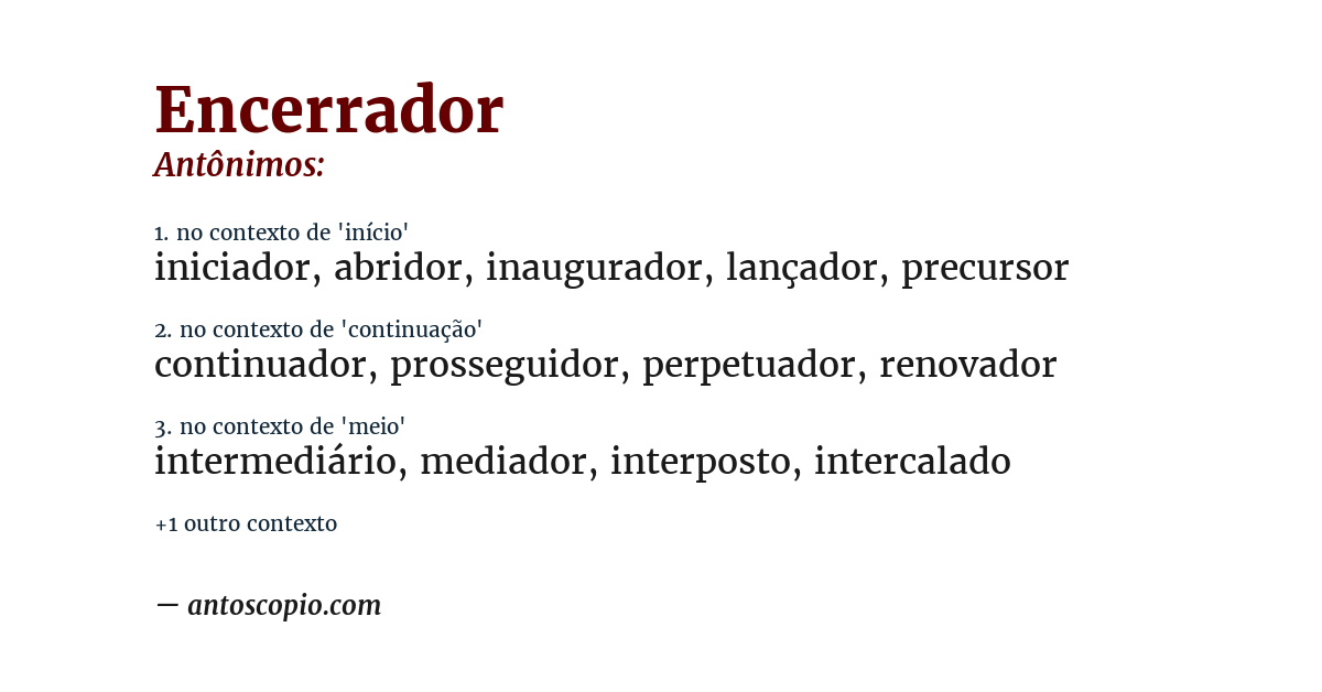 Antônimo de encerrador