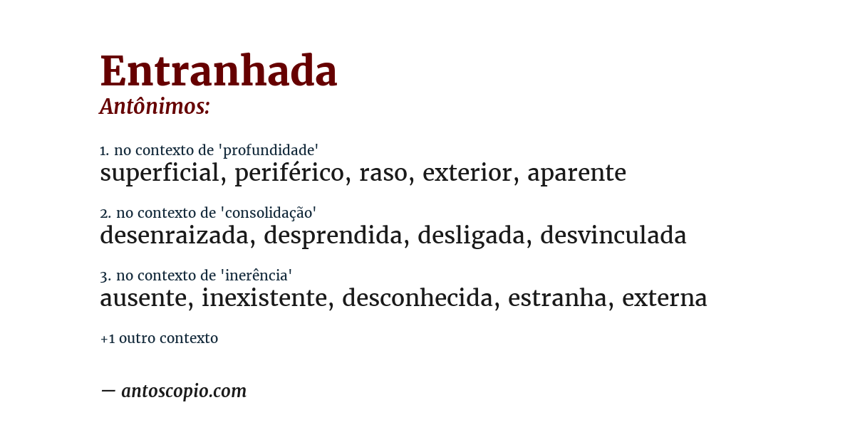 Antônimo de entranhada