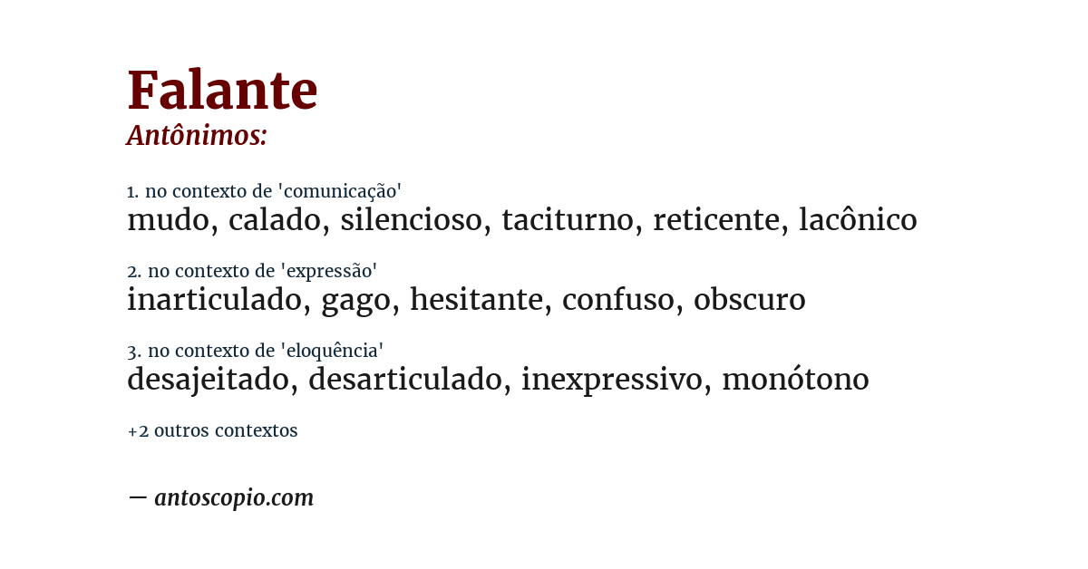 Antônimo de falante