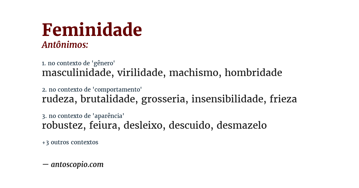 Antônimo de feminidade