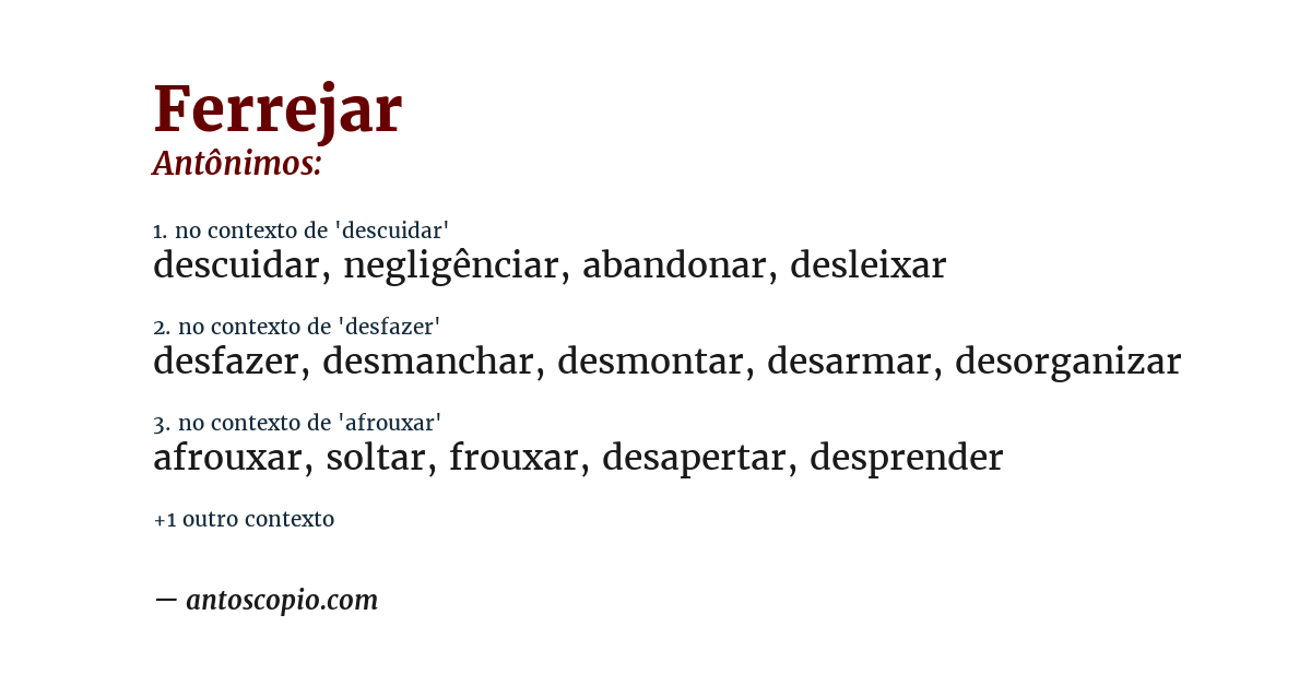 Antônimo de ferrejar