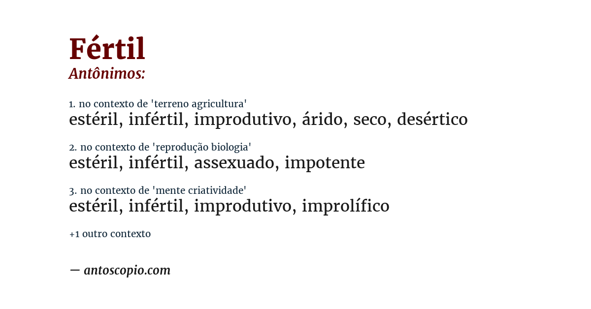 Antônimo de fértil