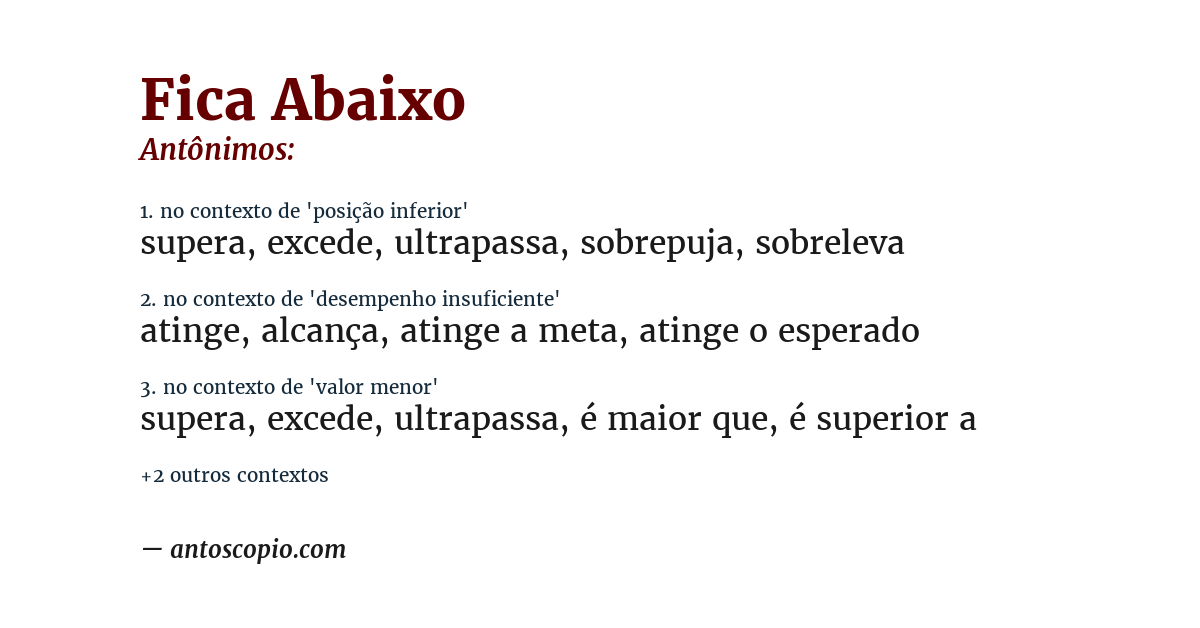 Antônimo de fica abaixo