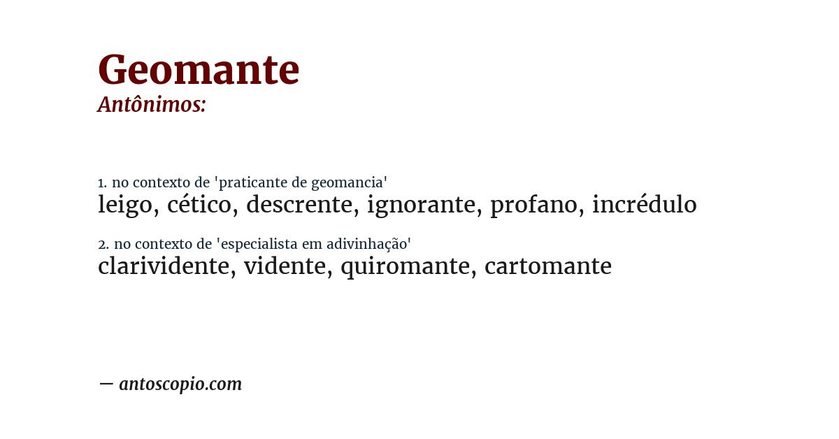 Antônimo de geomante