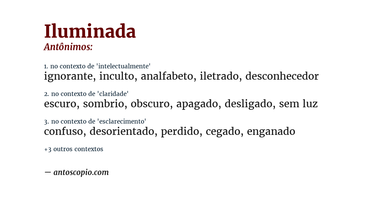 Antônimo de iluminada
