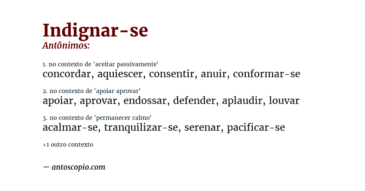 Antônimo de indignar-se