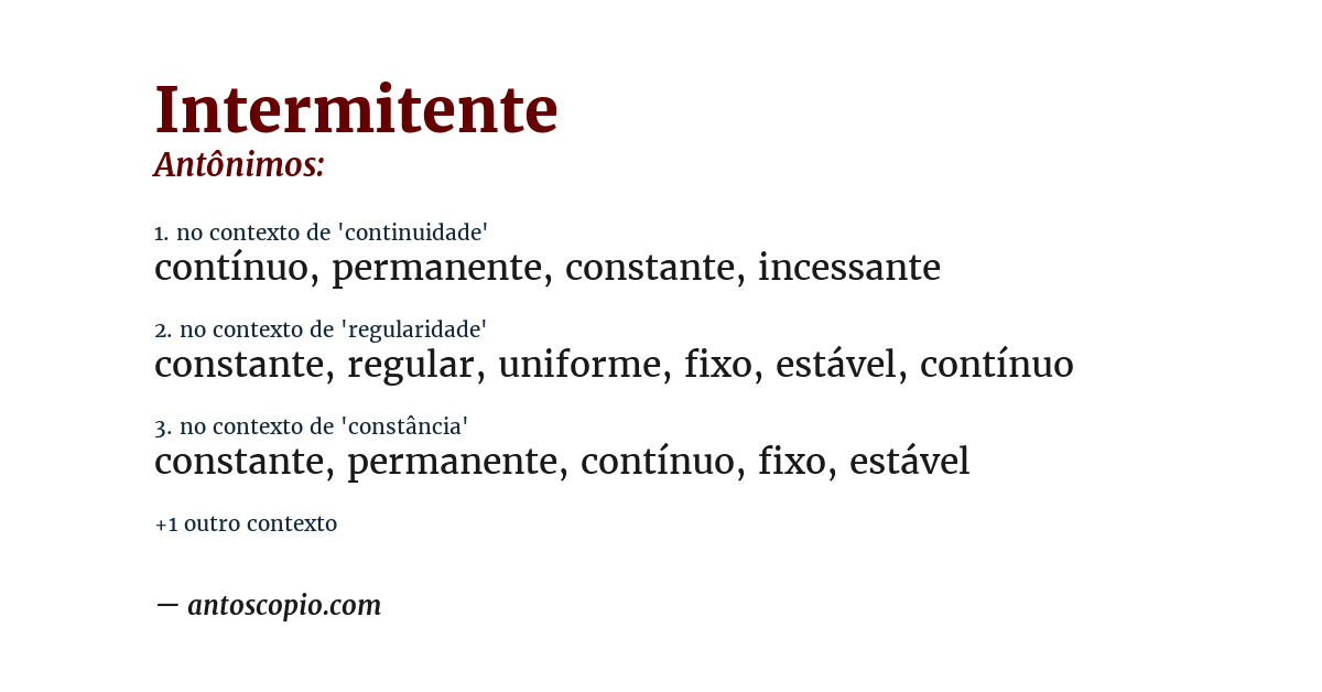 Antônimo de intermitente