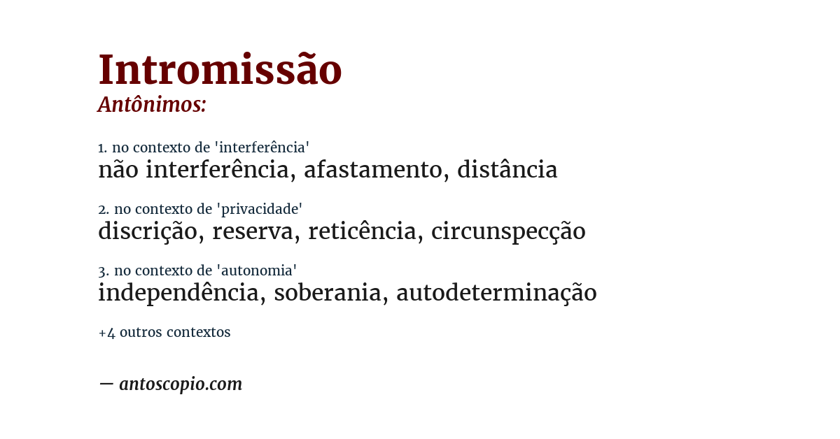 Antônimo de intromissão