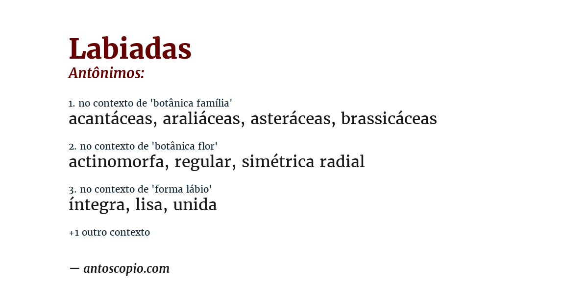 Antônimo de labiadas