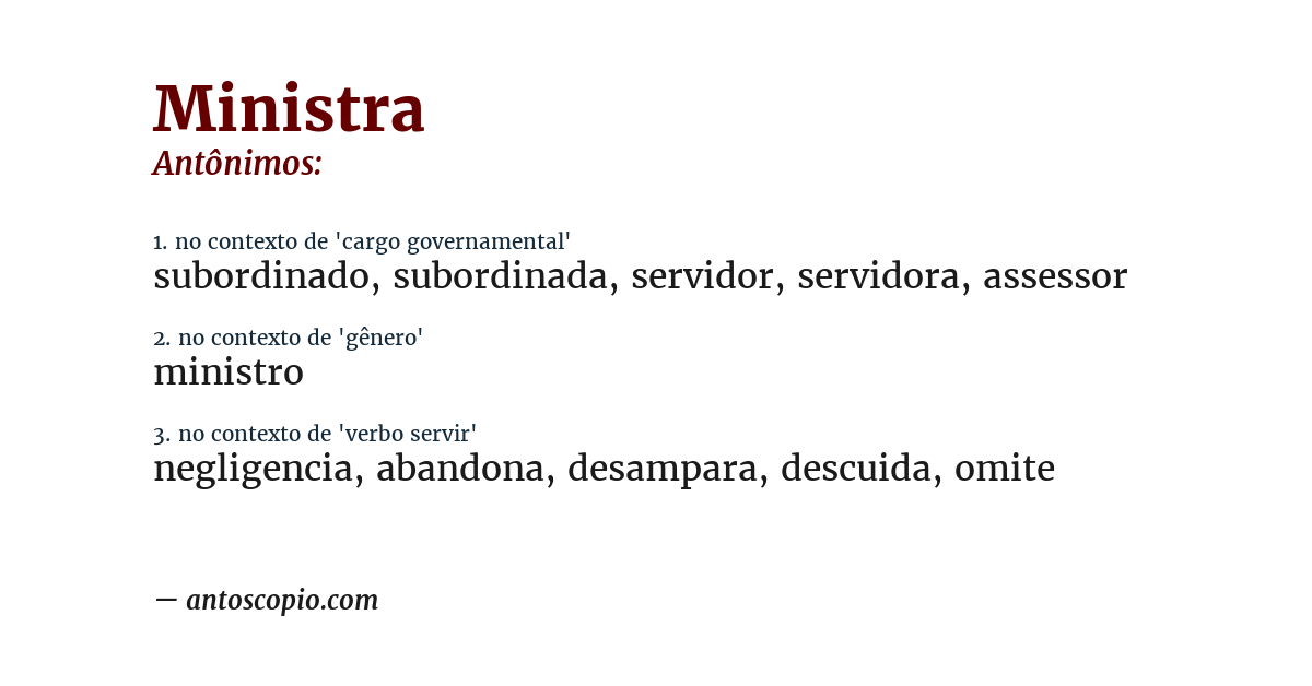 Antônimo de ministra