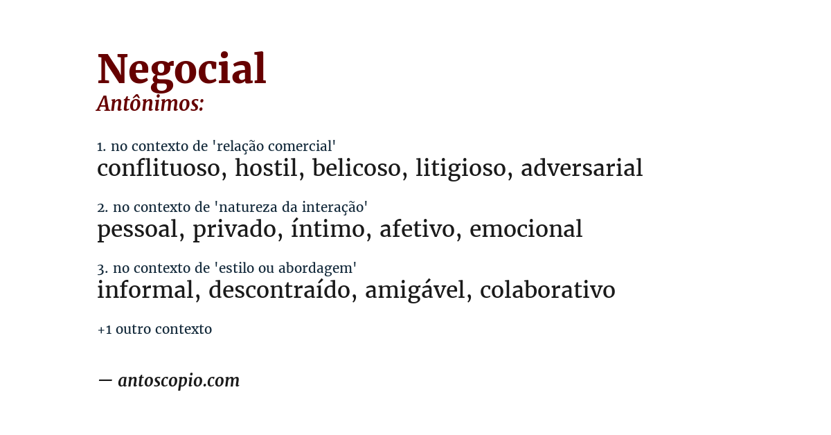 Antônimo de negocial