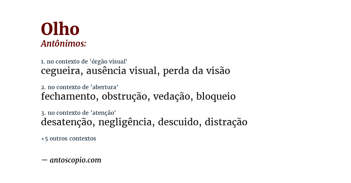 Antônimo de olho