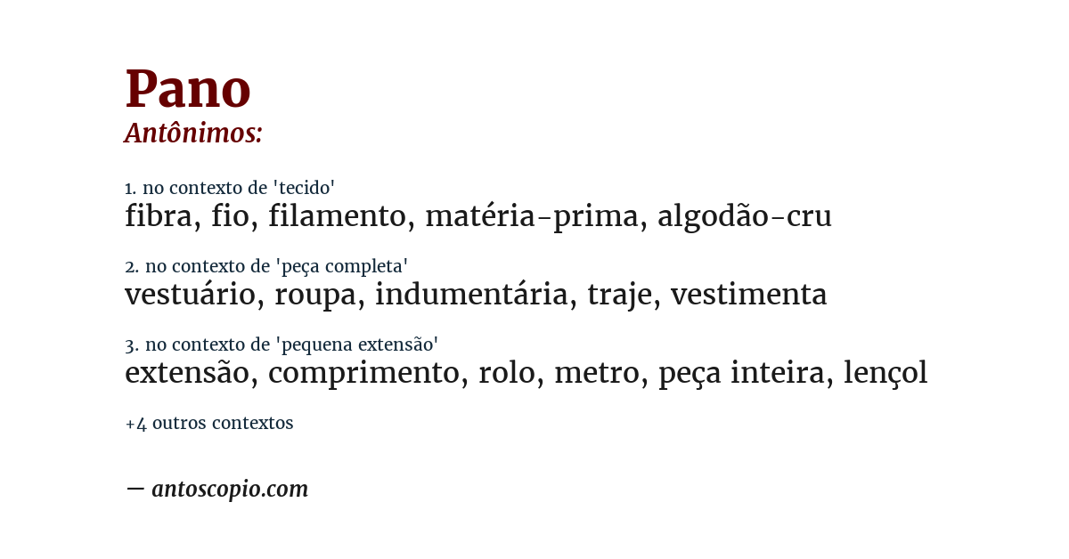 Antônimo de pano