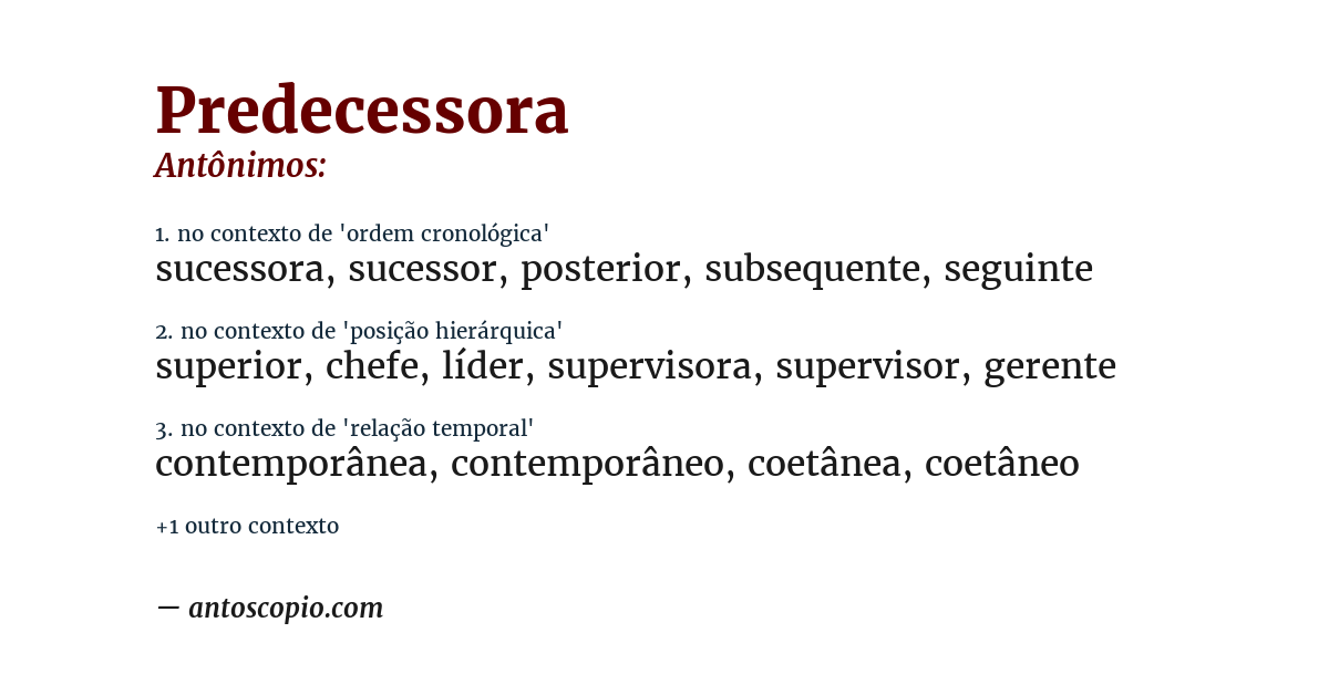 Antônimo de predecessora