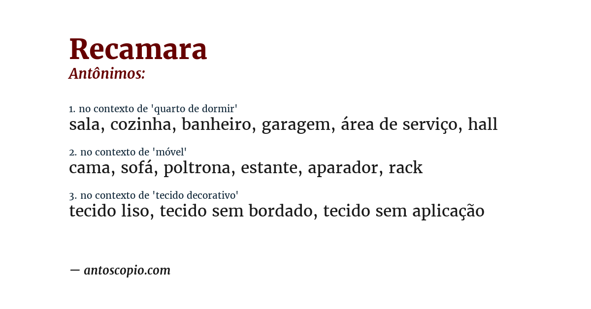 Antônimo de recamara