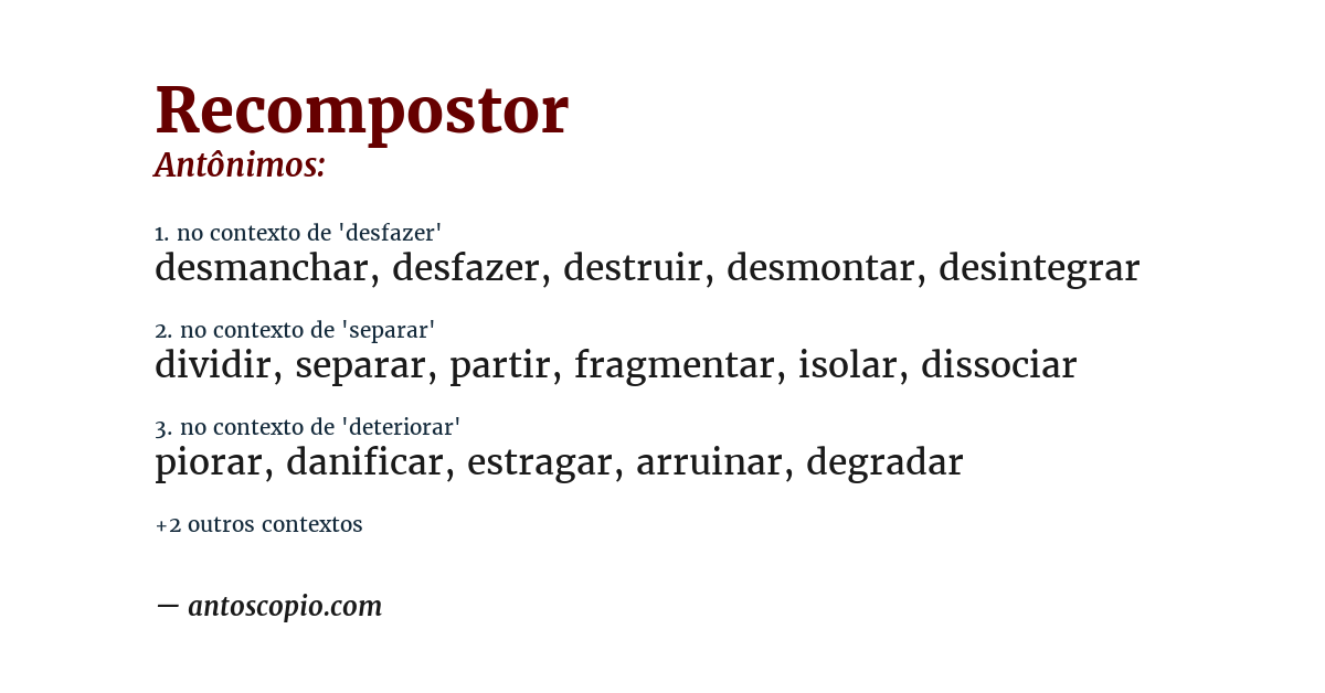 Antônimo de recompostor