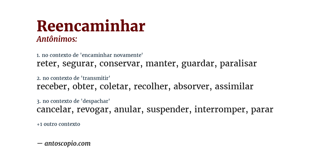 Antônimo de reencaminhar
