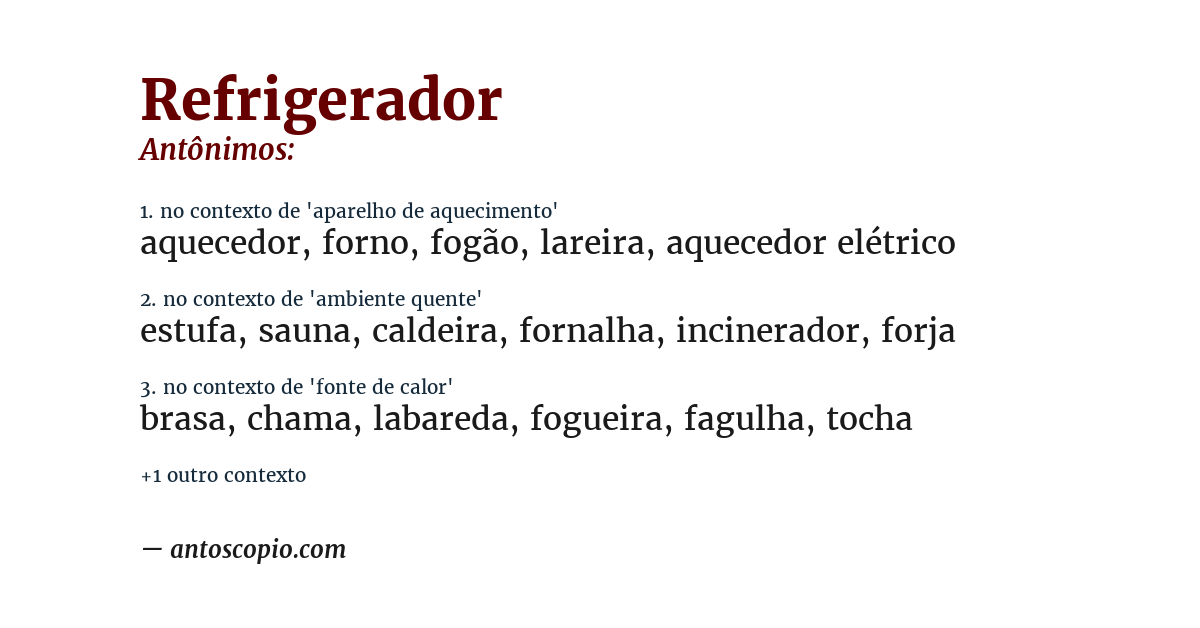 Antônimo de refrigerador