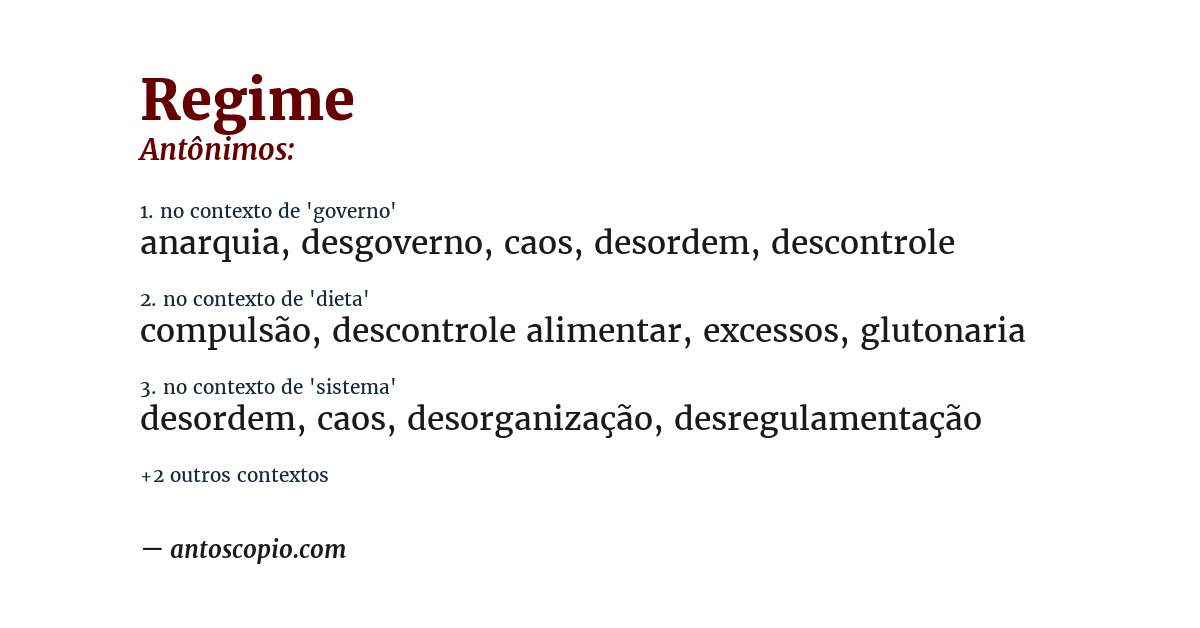 Antônimo de regime