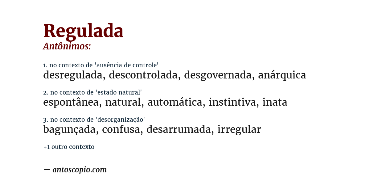 Antônimo de regulada