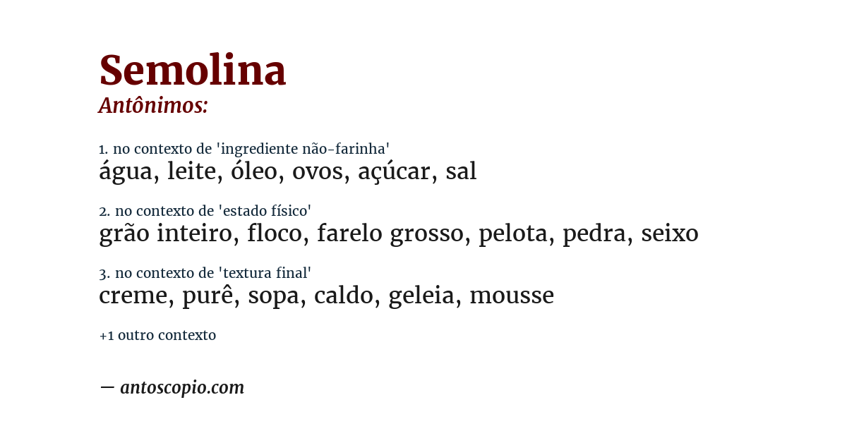 Antônimo de semolina