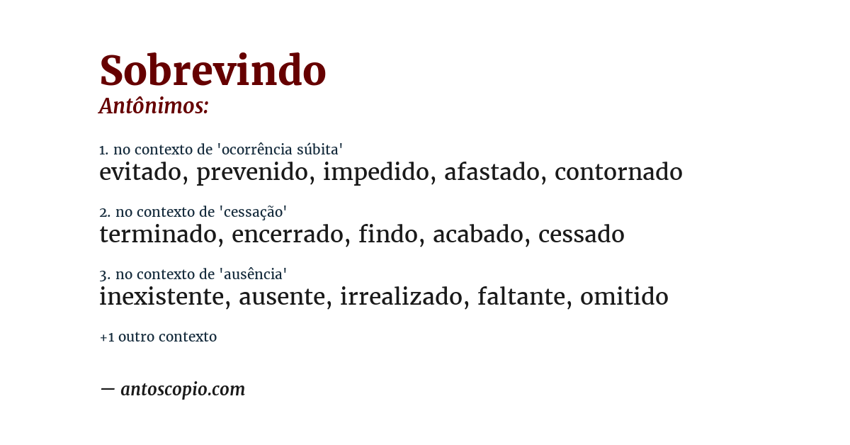 Antônimo de sobrevindo