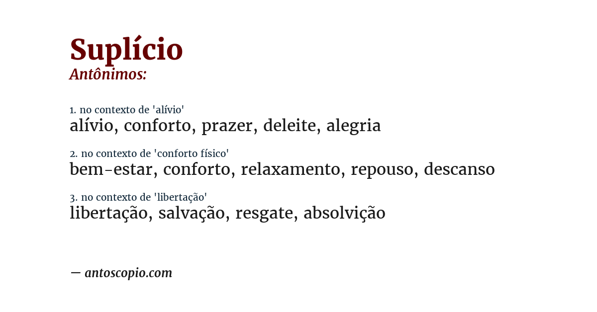 Antônimo de suplício