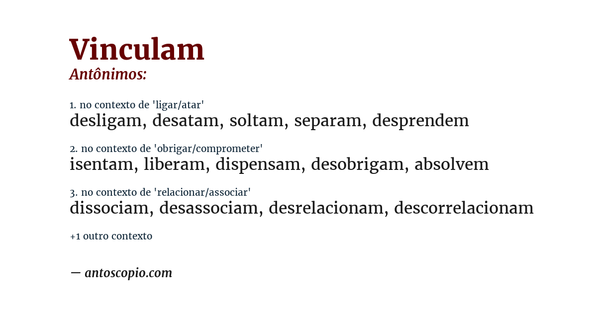 Antônimo de vinculam