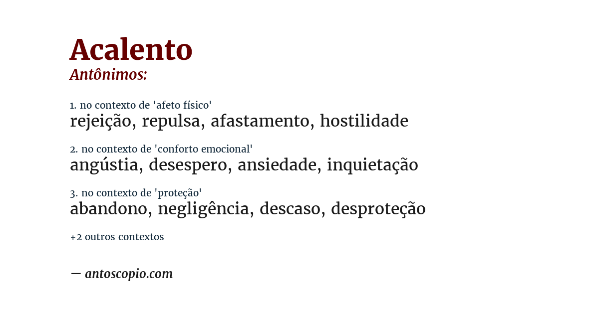 Antônimo de acalento