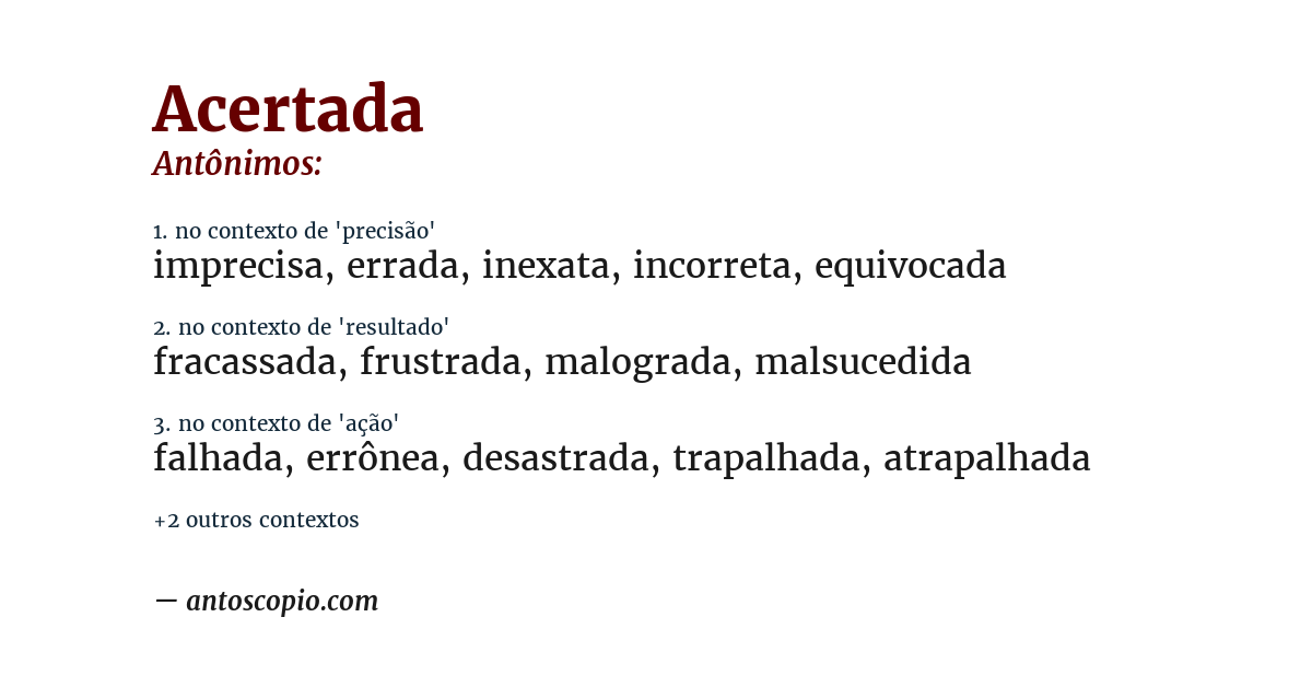 Antônimo de acertada