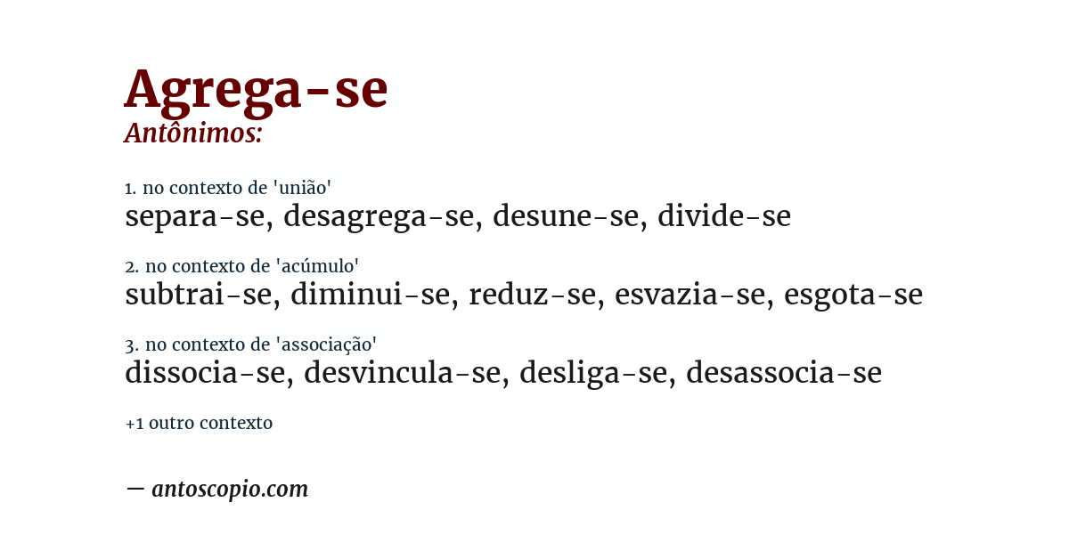 Antônimo de agrega-se