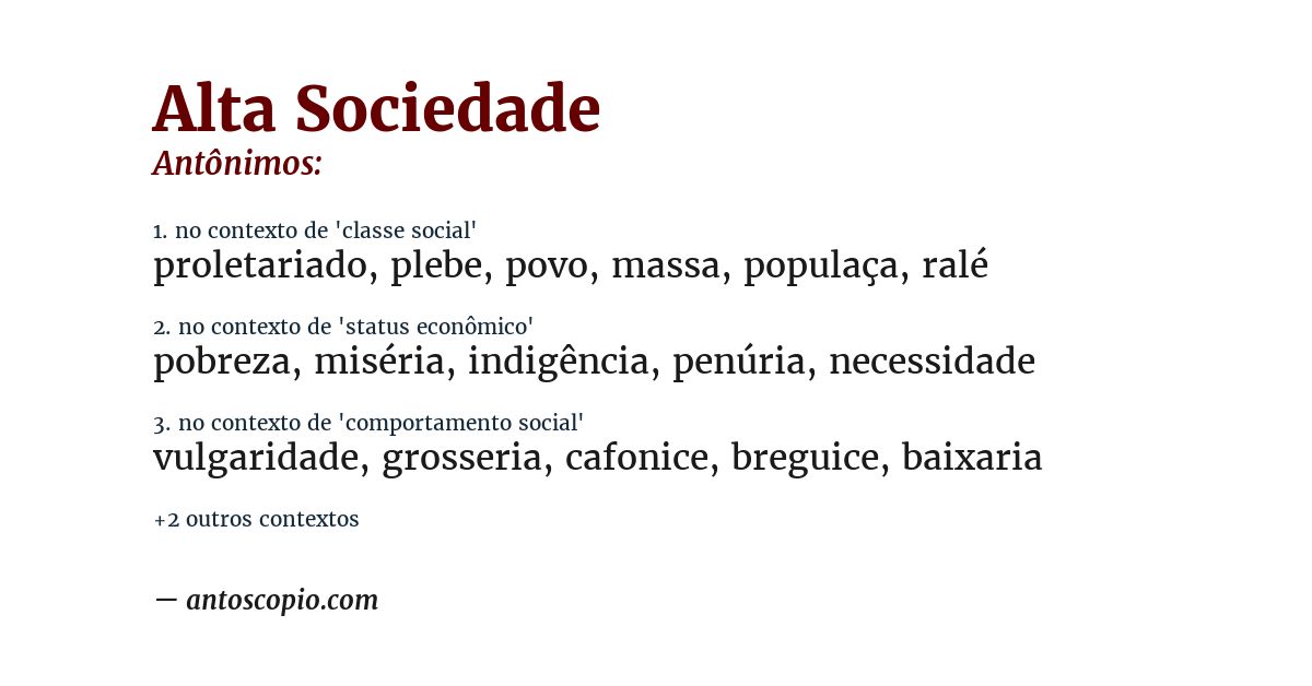 Antônimo de alta sociedade