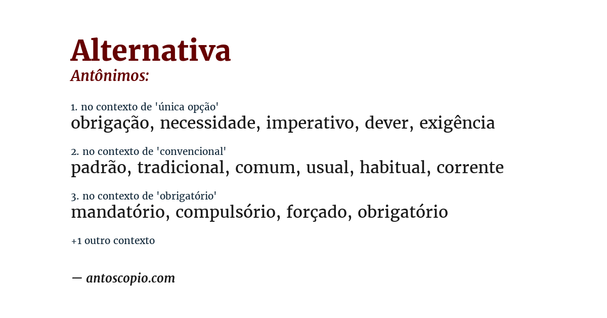 Antônimo de alternativa