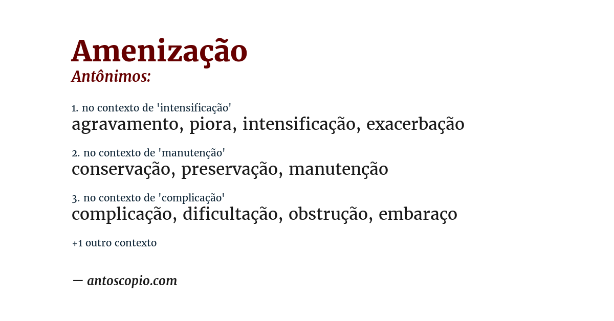 Antônimo de amenização