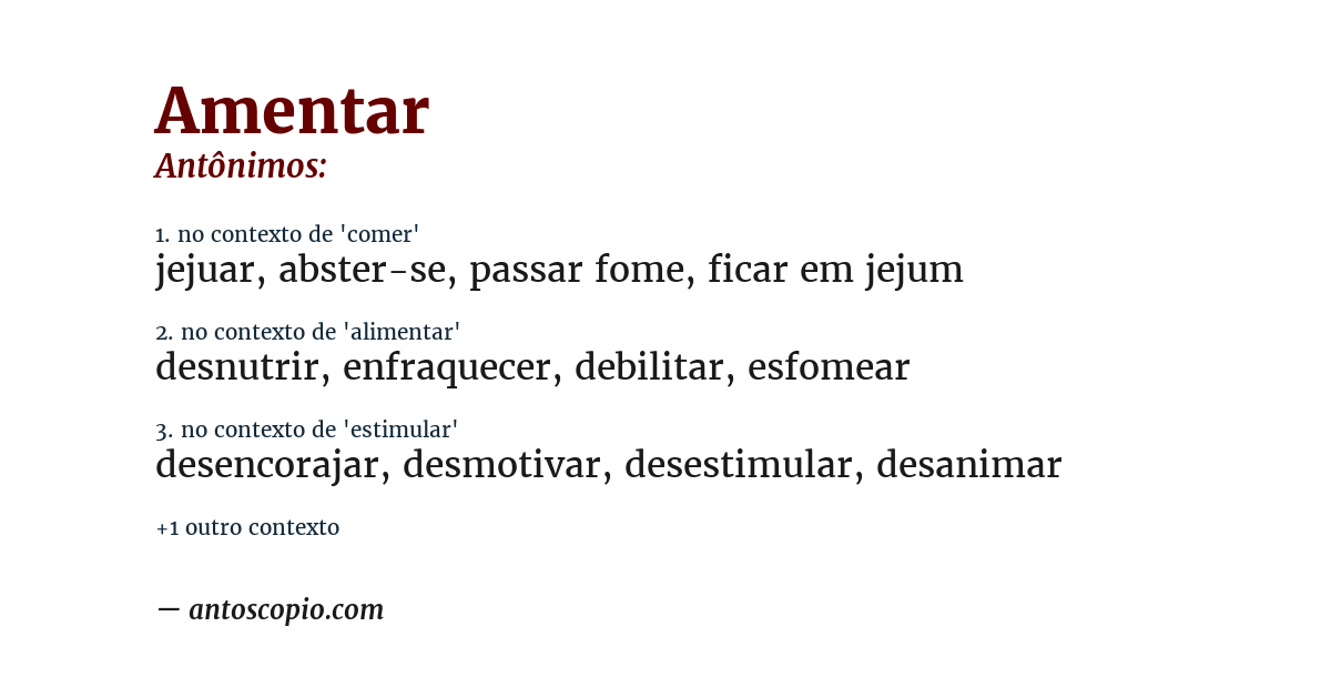 Antônimo de amentar