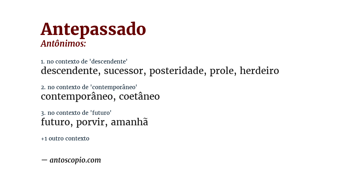 Antônimo de antepassado