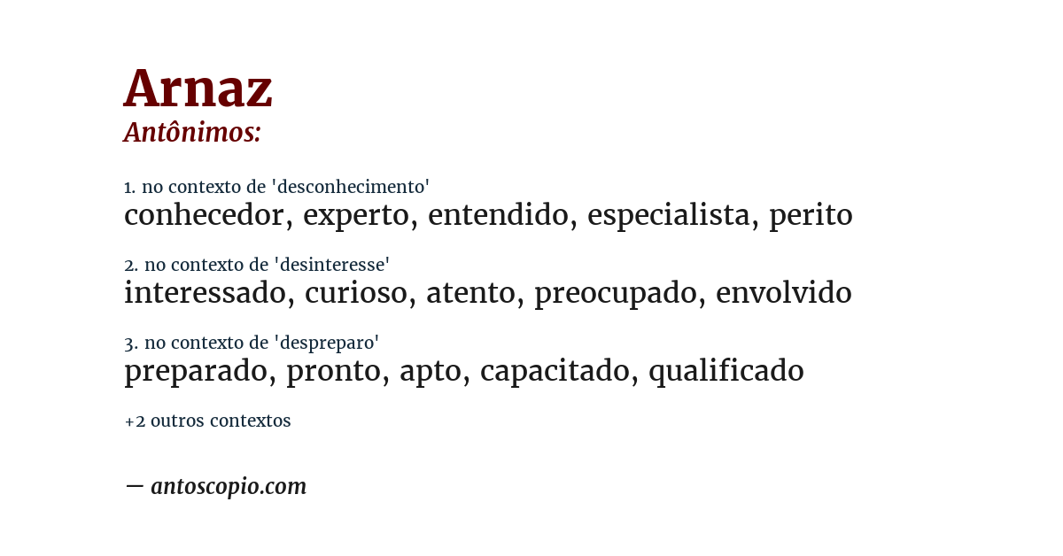 Antônimo de arnaz
