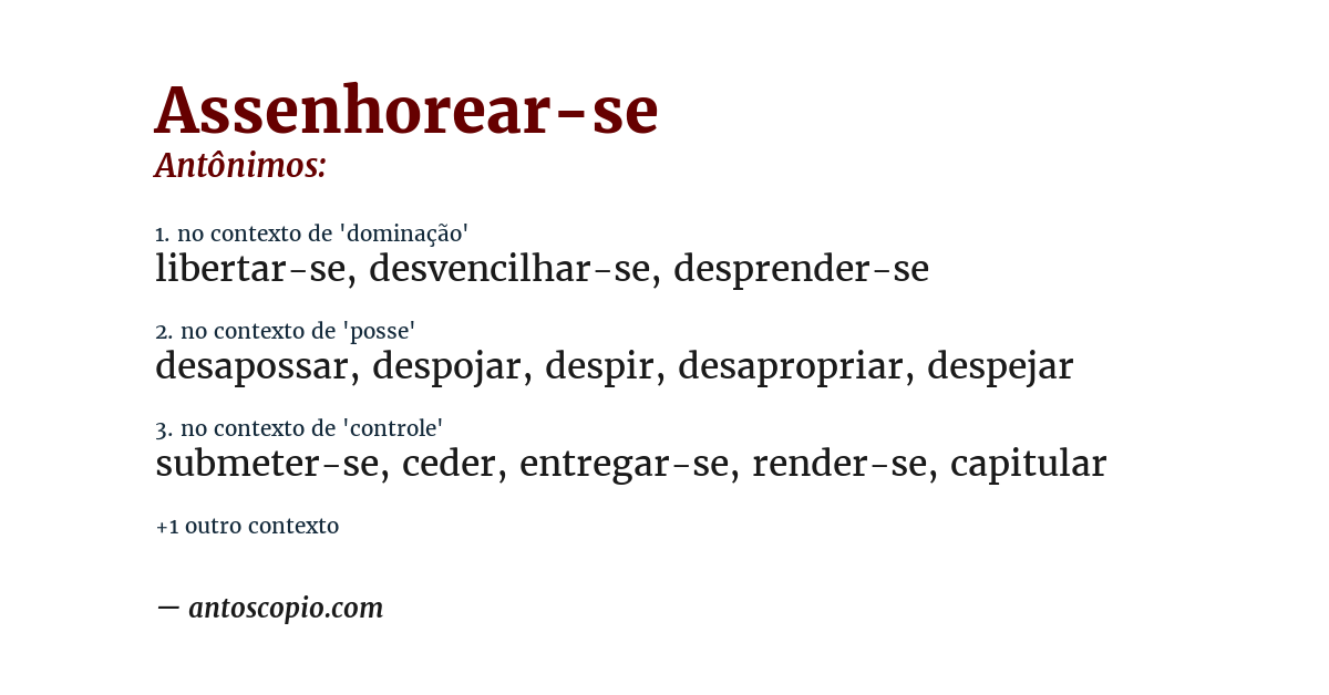 Antônimo de assenhorear-se