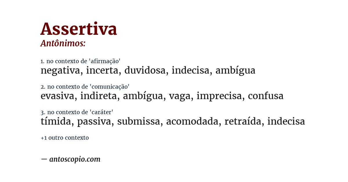 Antônimo de assertiva
