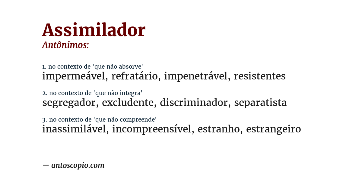 Antônimo de assimilador
