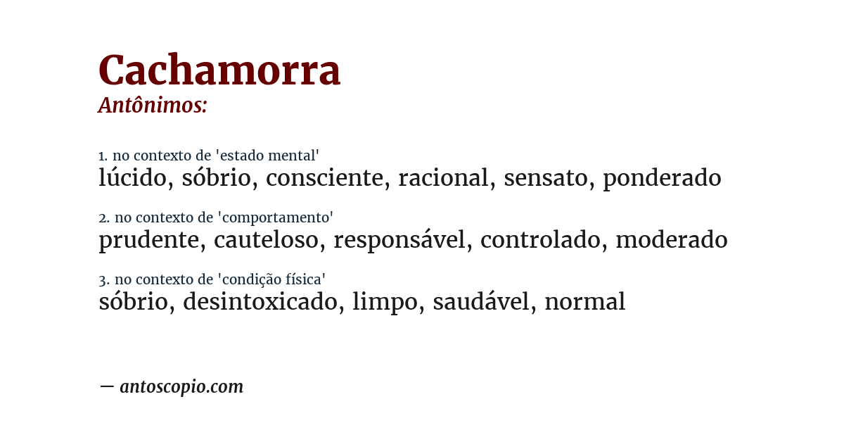 Antônimo de cachamorra