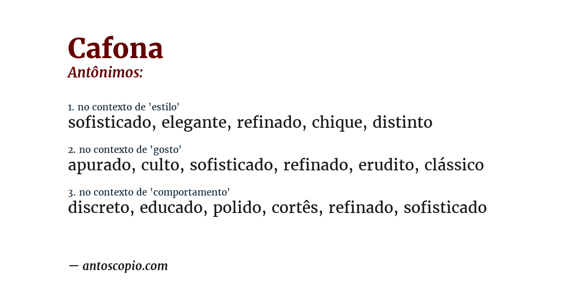 Antônimo de cafona