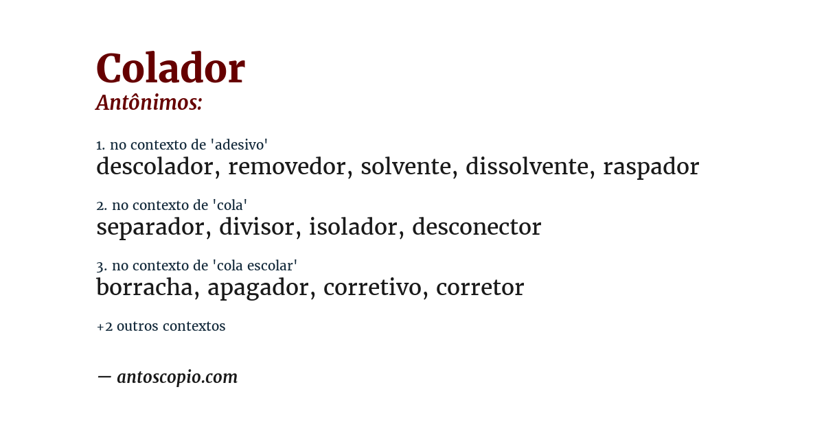 Antônimo de colador