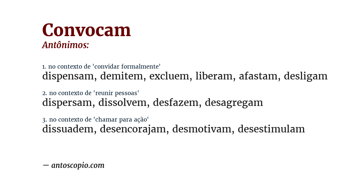 Antônimo de convocam