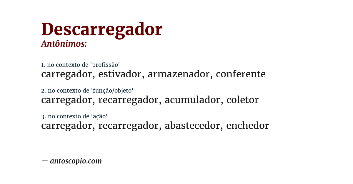 Antônimo de descarregador