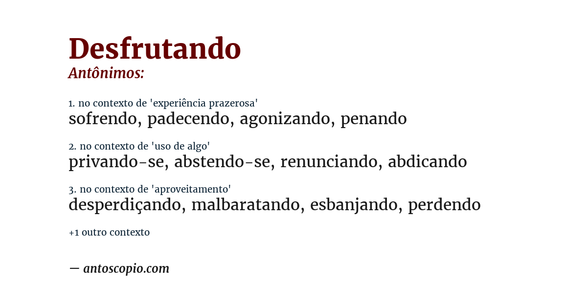 Antônimo de desfrutando