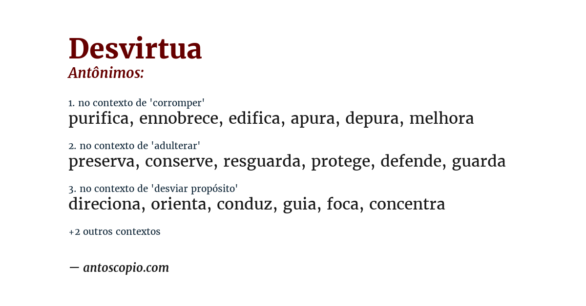 Antônimo de desvirtua