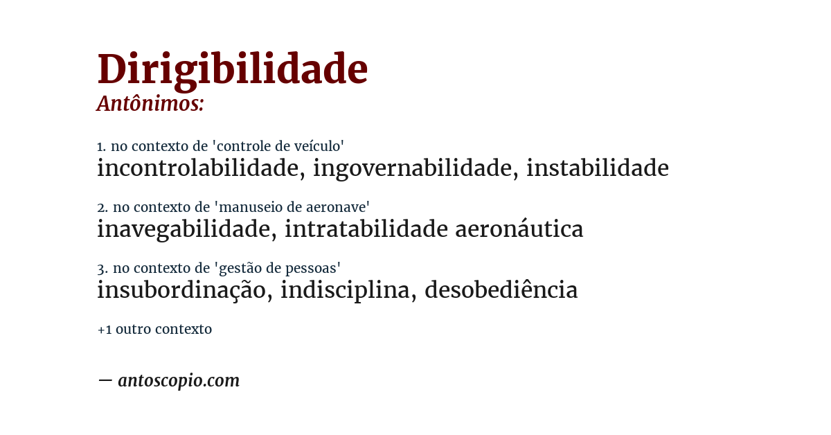 Antônimo de dirigibilidade