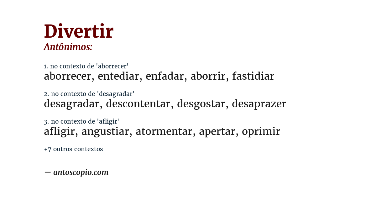 Antônimo de divertir